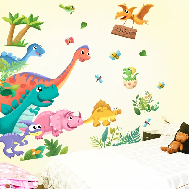 [SHIJUEHEZI] Dinosaur Animals Wall Sticker DIY Cartoon Balloons Mural Decals for Kids Rooms Baby Bedroom Nursery Home Decoration 3