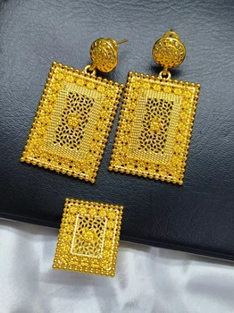 Nigerian Jewelery Set Wedding Jewelry For Women Dubai 24K Gold Color Jewlery African Designer Earrings Bridal Necklace - Image 4