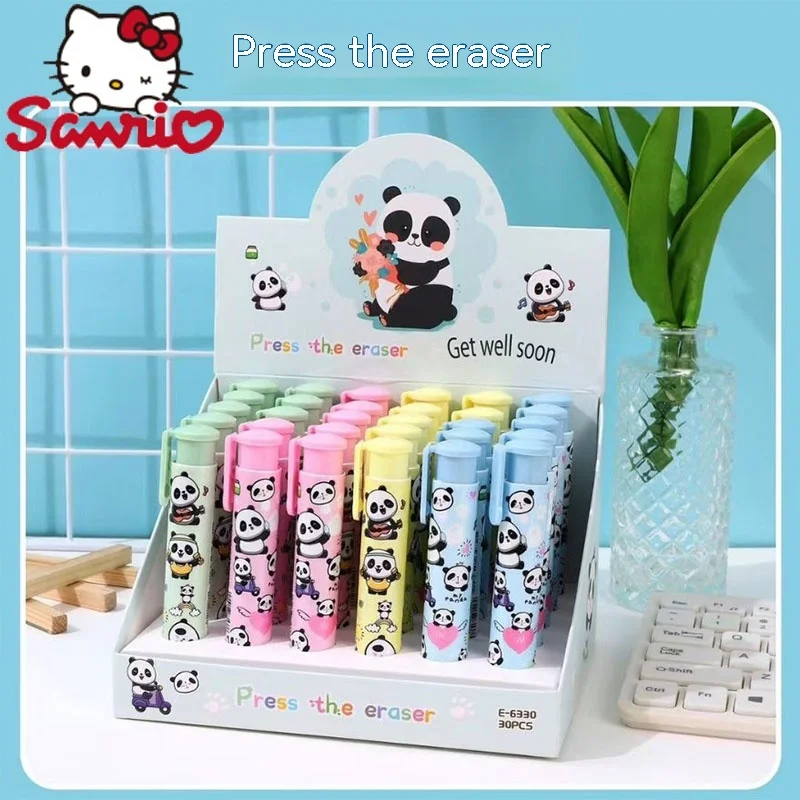 sanrio-30pcs-eraser-kawaii-kuromi-cinnamoroll-cartoon-can-press-the-eraser-without-leaving-a-mark-to-learn-stationery-wholesale