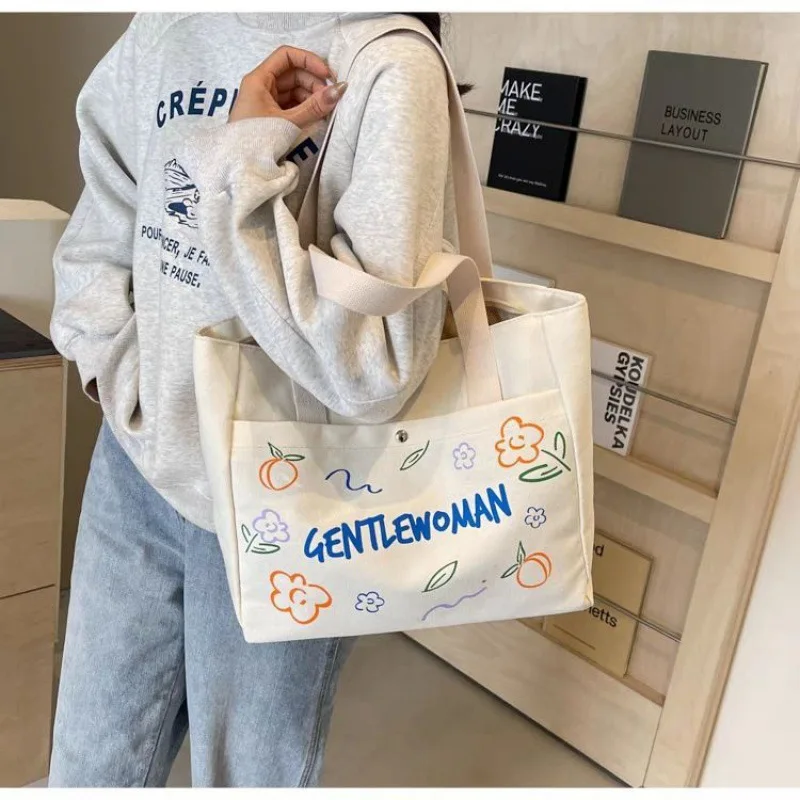 Women Large Capacity Commuting Tote Bag Simple Student Shoulder Bag