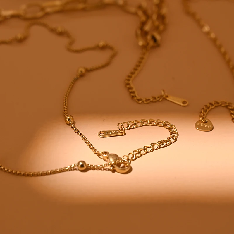 Gold Color Stainless Steel Chain Necklace for Woman Fast color