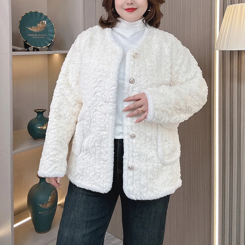 Plus Size Women Faux Fur Coat Winter Wear Warm Fashion Loose Thick Plush OUTERWEAR 2242