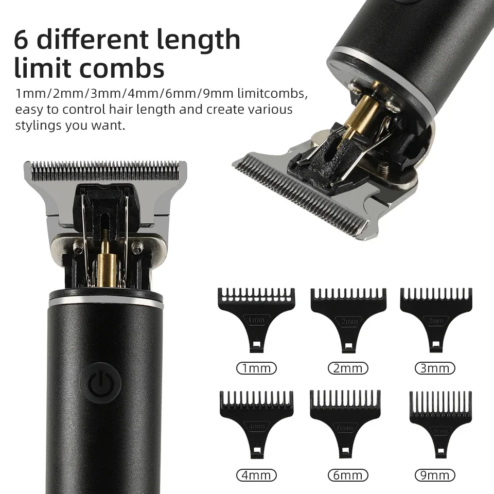 Vintage Hair Cutting Machine Men's Electric Clippers Hair Cutting Kit Beard Trimmer Hairstyle Body Beard Shaving Type-C Charge