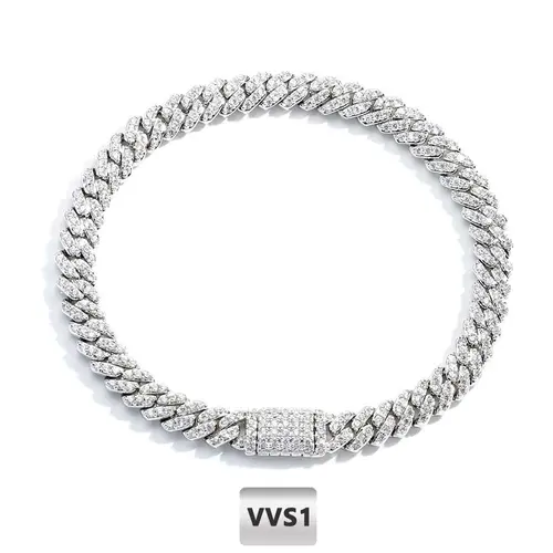 Nuoya 6MM VVS1 Moissanite Iced Out Bracelet Hip Hop Jewelry Silver Plated Brass Cuban Link Chain Bracelet for Female Wholesale - Image 7