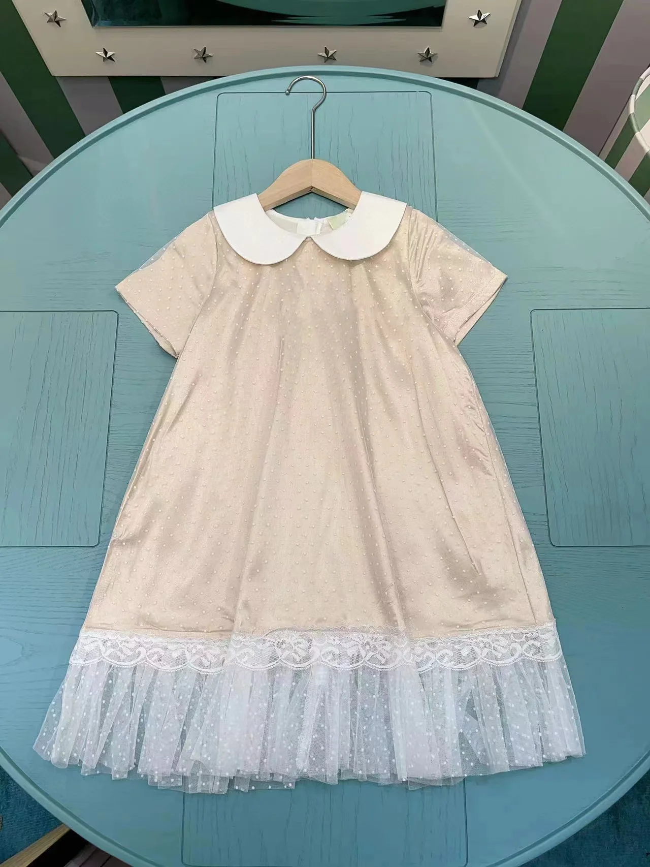 

2024 Summer cotton lace girls dress boutique Birthday party elegant Girls Kids Clothing wearing size 3 4 6 8 10 12 14Years