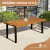 Home Acacia Wood Dining Table 6-Person Indoor Outdoor Table with Iron Legs, Sandblast Finish, Natural Stained, Rustic Met 3