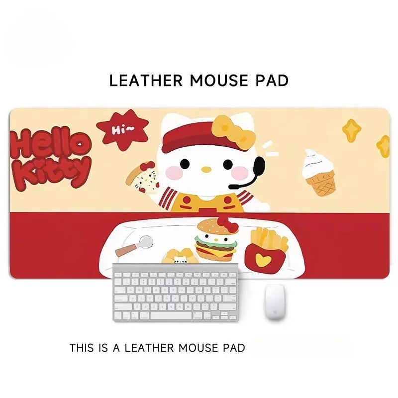 산리오 헬로 키티 사무실 테이블 패드 얼룩 방지 미끄럼 방지 가죽 마우스 패드 대형 소녀 귀여운 컴퓨터 키보드 패드