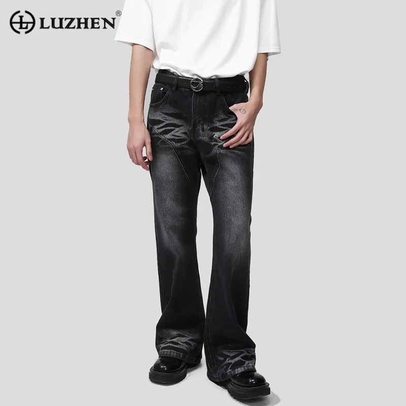 

LUZHEN Tide Korean Fashion Vintage Clothing Men Jeans Style Wide Niche Design Fashion Washed Baggy Denim Pants Autumn New 8764f9