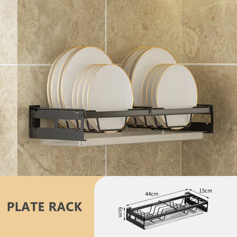 Escurridor de platos de cocina de acero inoxidable 304, organizador de  secado de montaje en pared colgante de 2/3 niveles para platos, cuencos,  tazas