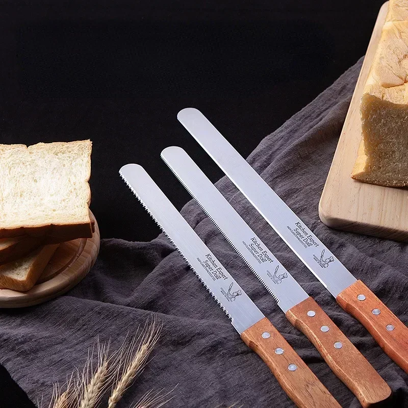 Baking Tool Baking Accessories Bread Cutter 10 Inch Serrated Bread Knife Cake Cutting Knife Long Baguette Cutter Stainless Steel Loaf/Bread Slicer/Slicing