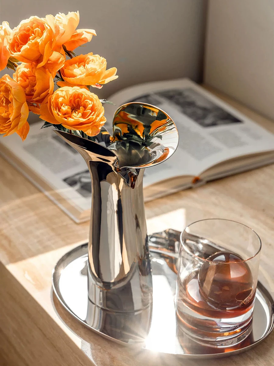 Nordic Luxury Stainless Steel Vase for Decoration Home Large Silver Vase for Room Decor Table Wedding 3