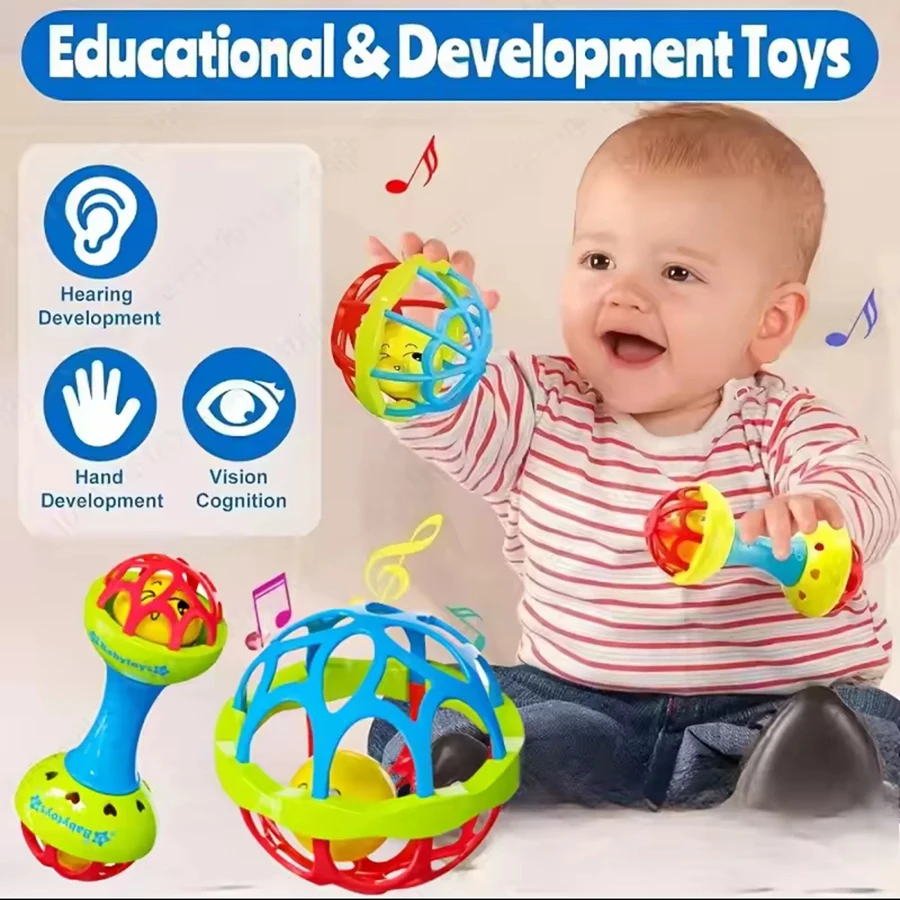 5/10pc Baby Rattles 0 12 Months Baby Educational Toys Shaker Grab Spin Set Sensory Educational Newborn Gift for Infant Boy Girls - 3