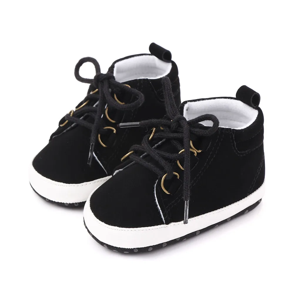 New Fashion Newborn Boy Booties Infant Shoes for 1 Year Old Soft Sole Crib Shoes Toddler Lace Up Trainers 0-18 Months Baby Items 6