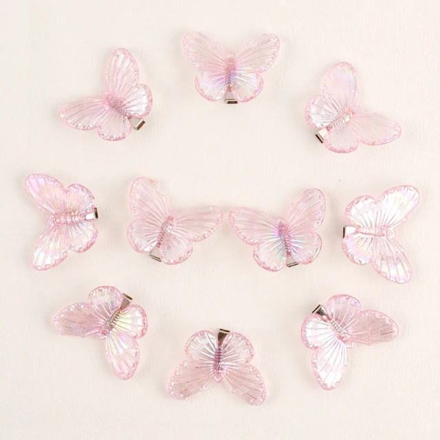 10PCS Fashion Butterfly Hair Clips for Women Girls Wedding Photography Head Clips Hairpin Hairgrips Decoration Hair Accessories Acrylic pink