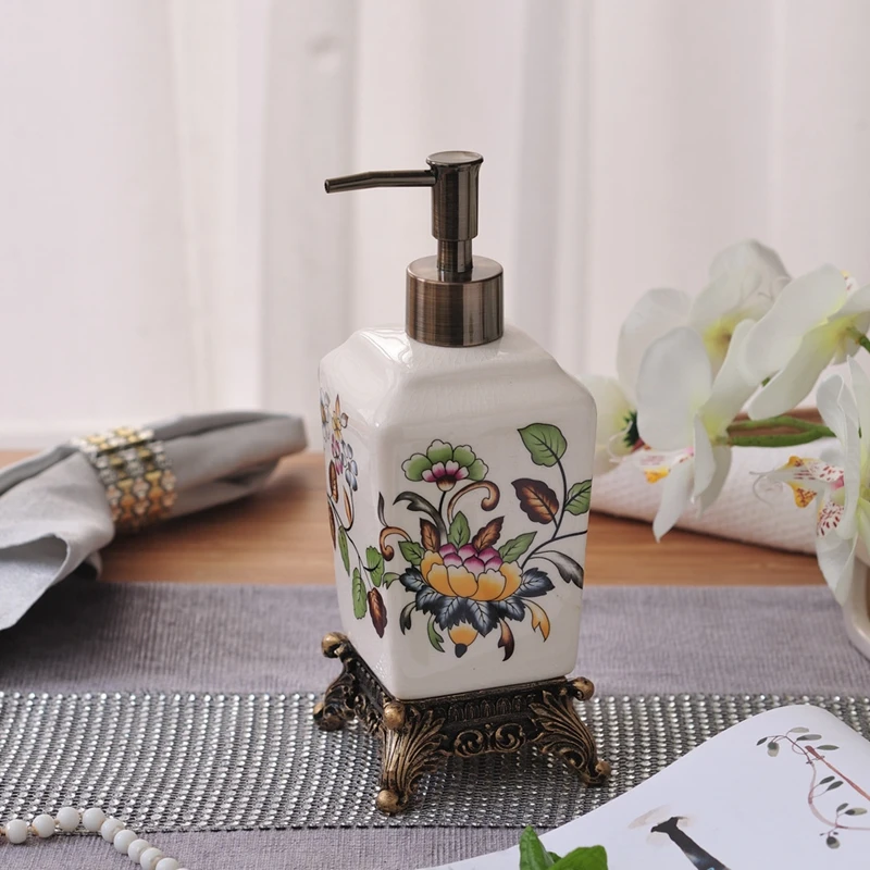 

Pump Head Hand Soap Dispenser Beauty Salon Sanitizer Shampoo Bottles Ice Crack Ceramic Lotion Bottle Home Bathroom Accessories