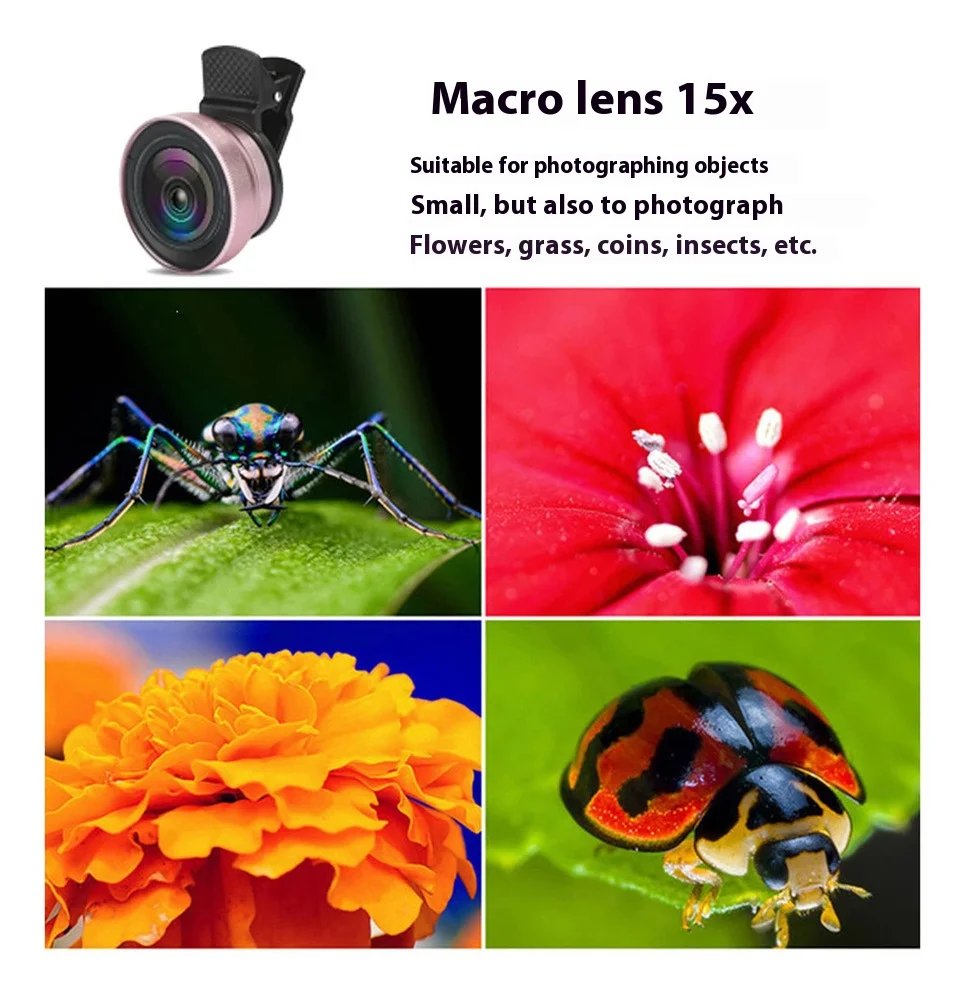 2-in-1 HD 37mm 0.45x Super Wide Angle Lens with 12.5x Super Macro Lens for iPhone Smartphone Phone lens Kit Enhanced Photograpy