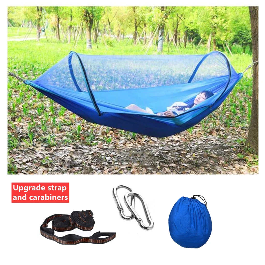 2 Person Camping Garden Hammock With Mosquito Net Outdoor Furniture Bed Strength Parachute Fabric Sleep Swing Portable Hanging 