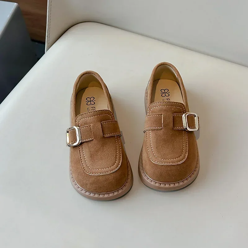 Leather Shoes Girls Shoes Girls Flats Fashion New Girls' Flat Shoes Simple Causal Children's Leather Shoes Soft Bottom Spring Autumn Kids Walking Hook Loop