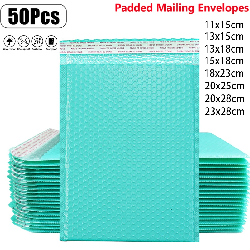 Nuove Buste Postali Imbottite A Bolle Blu Da 50 Pezzi Buste Postali Imbottite A Bolle Per L'Imballaggio Di Buste Di Spedizione Autosigillanti Imbottit