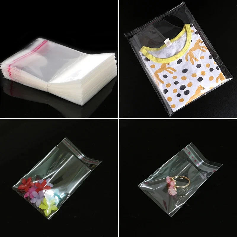 Self-Sealing Transparent Plastic Gift Bags for Jewelry, Candy, and Cookies