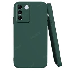 Silicone Shockproof Phone Bumper Back Cover - Soft TPU Protective Case for Vivo V27E (Black Green)