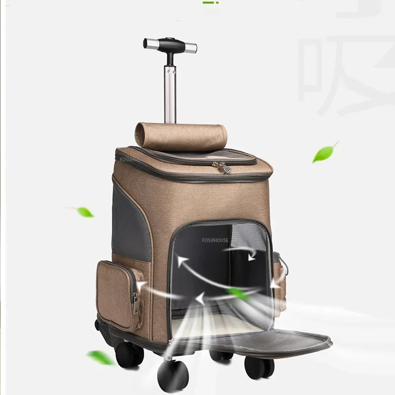 Carrito retráctil nórdico para mascotas, bolsa de transporte para gatos, bolsa de viaje portátil con ruedas.