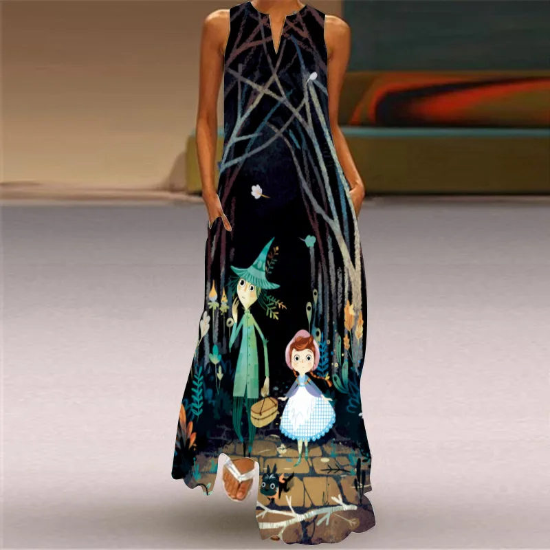 

3D Printed Party Dress Vintage Long Dress Elegant Sleeveless Dress Spring/Summer Women's Daily Street Loose Floor-length Dress