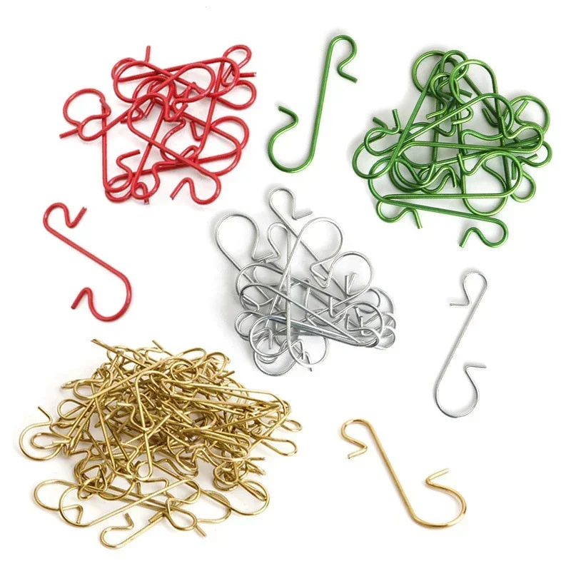 Christmas Decorations 100Pcs Christmas Ornament Metal S-Shaped Hooks Holders Tree Ball Pendant Hanging Decoration for Home Navidad New Year
