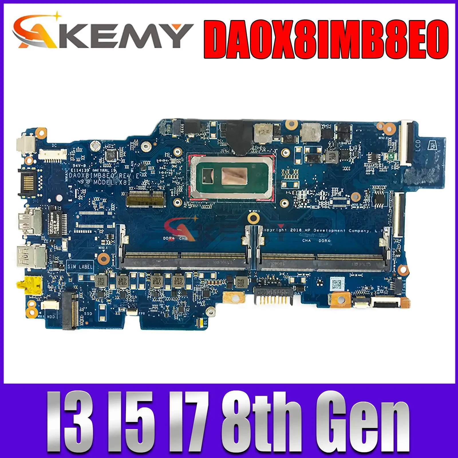 

L44502-001 L44505-601 L44507-601 For HP Probook 430 G6 Laptop Motherboard DA0X8IMB8E0 UMA With Core I3-8145U I5 I7 CPU DDR4