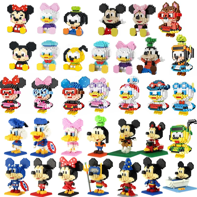 

Mini Blocks Kids Toy Mickey Minnie Series Disney Anime Figure Lovely Donald Duck Particle Assembly Building Blocks Holiday Gifts