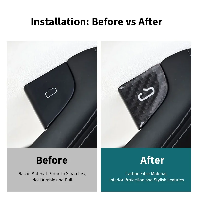 테슬라 모델 3 Y 2018-2025용 4PCS 리얼 카본 파이버 자동차 도어 스위치 패널 커버 스티커 자동차 인테리어 장식 액세서리