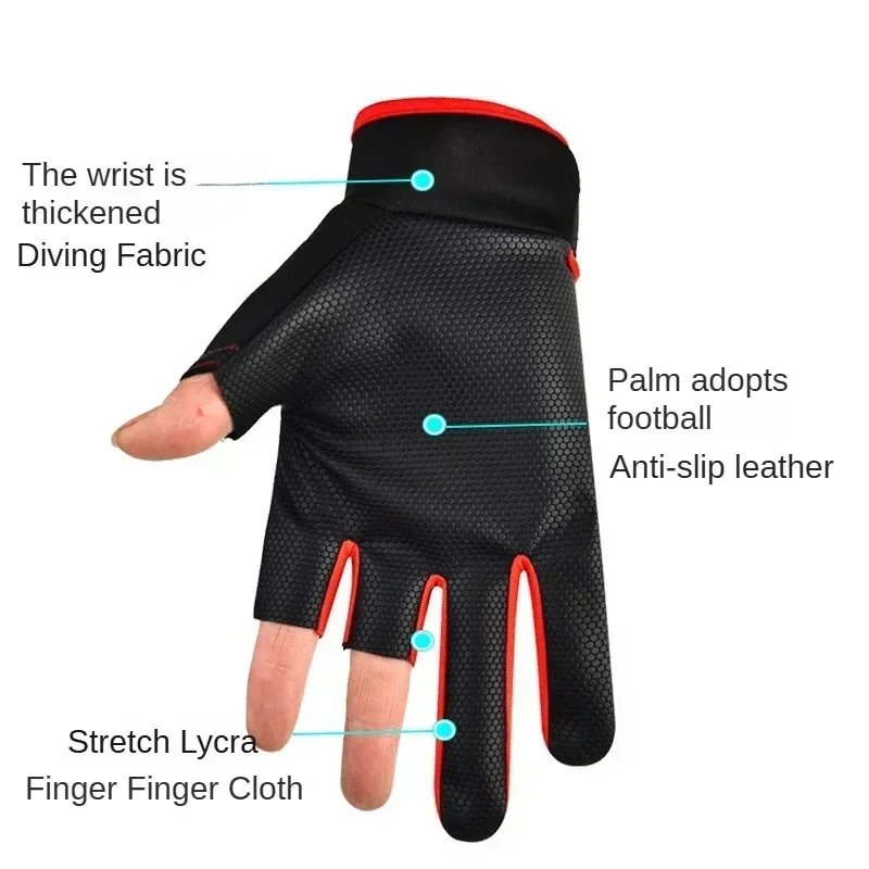 Fishing Gloves 1 Pair Men's Summer Sunscreen Stab-Proof Waterproof Lure Fishing Equipment Special Exposed Non-Slip Three-Finger fishing gloves