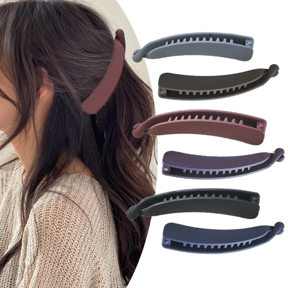 Description Picture 2 of itemGifts Hair Accessories Solid Color Women Banana Clip Ponytail Holder Hair Claws Hair Clips