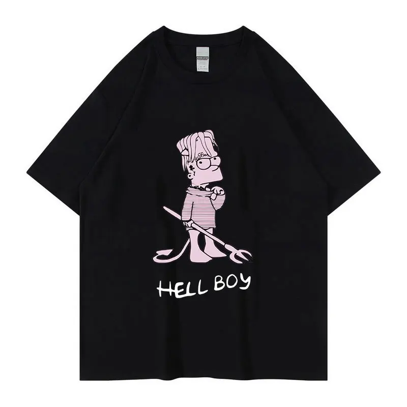 

Rapper Lil Peep Hell Boy Pink Graphic T Shirt Unisex O-Neck Fashion Cotton T-Shirt Men's Hip Hop Oversized T Shirts Streetwear