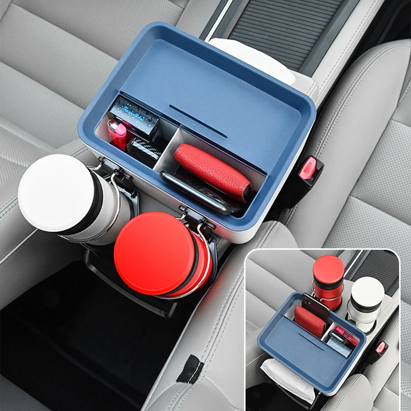 Car Console Organizer，Car Cup Holder Storage，Car armrest Box Storage  Box，Auto Console Side Storage Box with Cup Holders，car Tissue Storage Box  with