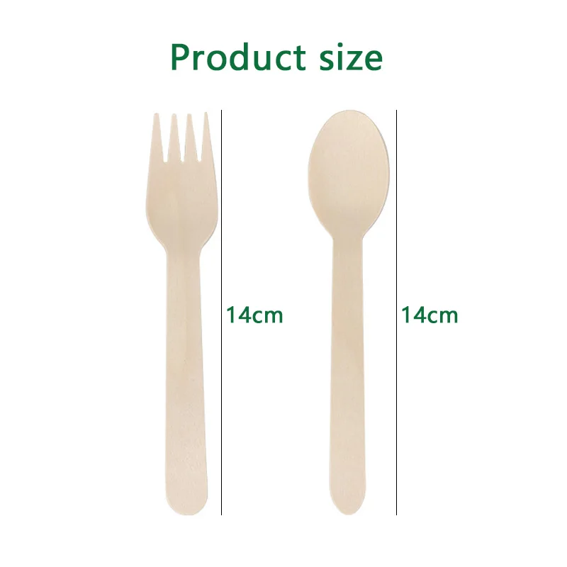 14cm Wooden Spoon and Fork Set – Premium Disposable Tableware for Wedding, Party, Picni... - SKU WSF17195 - UGI Packaging