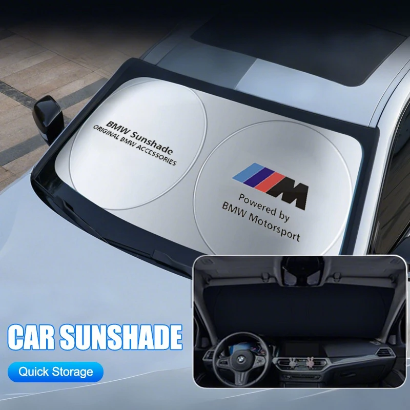 Parasol para parabrisas de coche, protector solar frontal para BMW M E46 E36 E34 F10 E90 F30 E60 F30 E53 E30 E92 E87, adhesivo