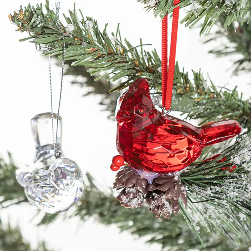 

Sparkling Christmas Tree Ornament Christmas Bird Ornament Acrylic Bird Pinecone Ornaments Fine Texture Christmas Tree Decor