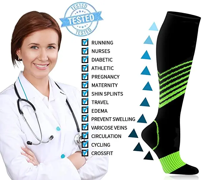 Männer Laufen Kompression Socken Strümpfe 20-30mmhg Sportsocken für Marathon Radfahren Fußball Atmungsaktive Erwachsene Sportsocken YS023 – Detail 10