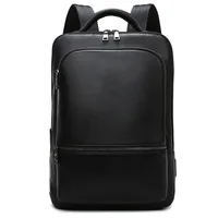 2024 New Business Men Backpack First Layer Cowhide Men's Bag Genuine Leather Schoolbag Large 15.6 Inch Laptop Travel Backpack 1