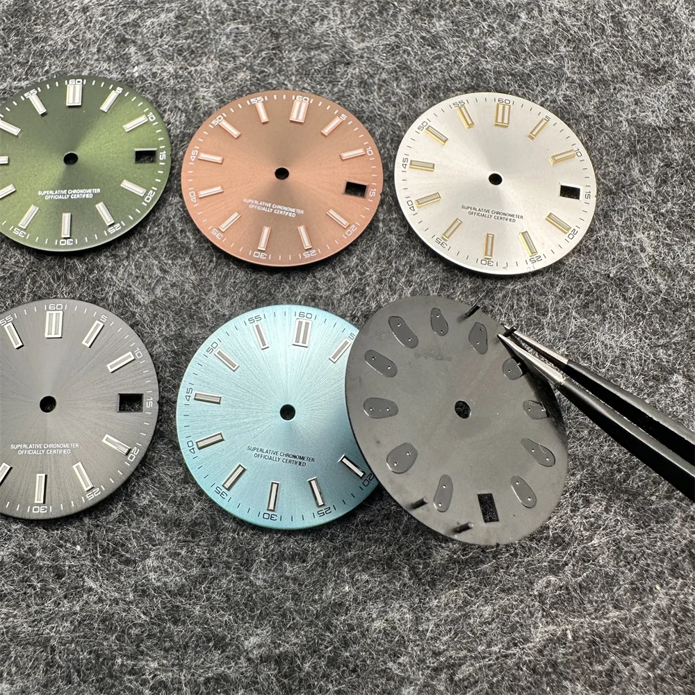 28.5mm Watch Dial Log Window Watch Faces Blue Green Luminous BGW9 Modified Accessories For NH35 NH36 4R35 Movements watch face accessories watch dial accessories