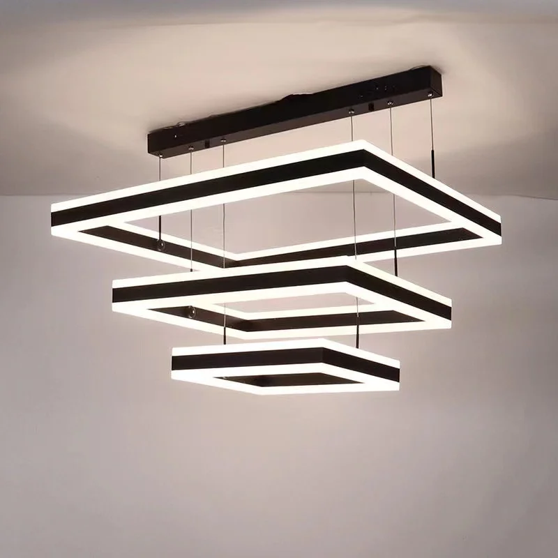 

Modern Minimalist Living Room Chandelier Creative Led Dining Room Chandelier Atmospheric Rectangular Nordic Lamps Bedroom Lamp