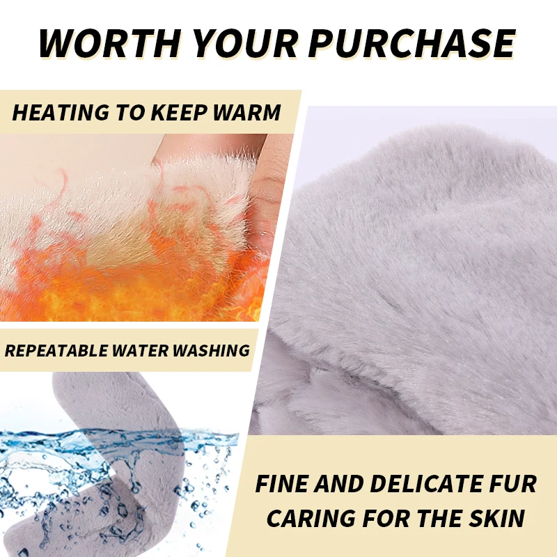 USB Soft Plush Heated Scarf for Women and Men Fashion Faux Fur Cold Resistant and Warm Winter Scarf Washable Neck Heating Scarf