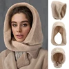 Winter Scarf One Piece Hat For women Imitation Cashmere Cotton Knitted Beanies Outdoor Neck Warm Balaclava Mask Ski Hooded Shawl 1