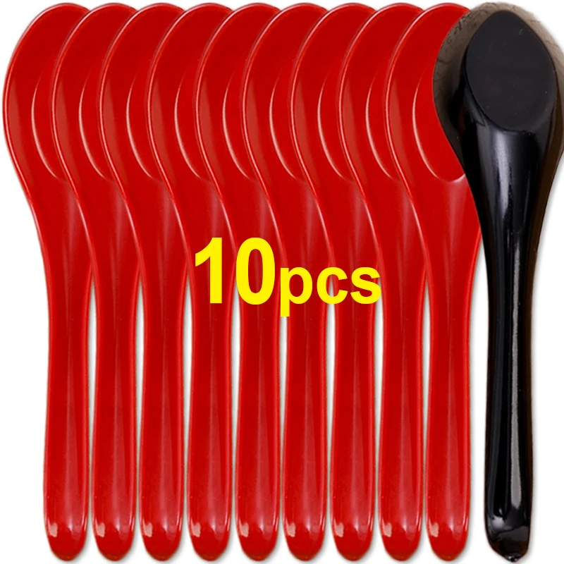 

10/1pcs Mighty Porcelain Anti-Shock Spoons Rice Scoops Dumplings Porridge Soup Spoon Tableware Restaurant Home Kitchen Cutlery