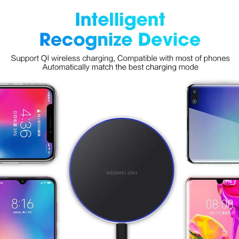 Wireless Charging Pad Fast Wireless Charger Pad For iPhone 14 13 12 11 Pro XS Max Samsung Smart Watch Phone Charging Pad For Xiaomi Huawei Phone