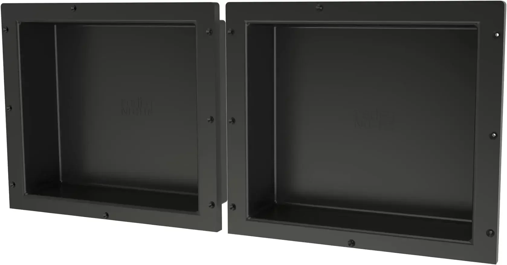 

Tile Redi USA RNDH1614S-14 Niche Double Recessed Shower Shelf, Two Shelves, 14" H X 32" W, Black