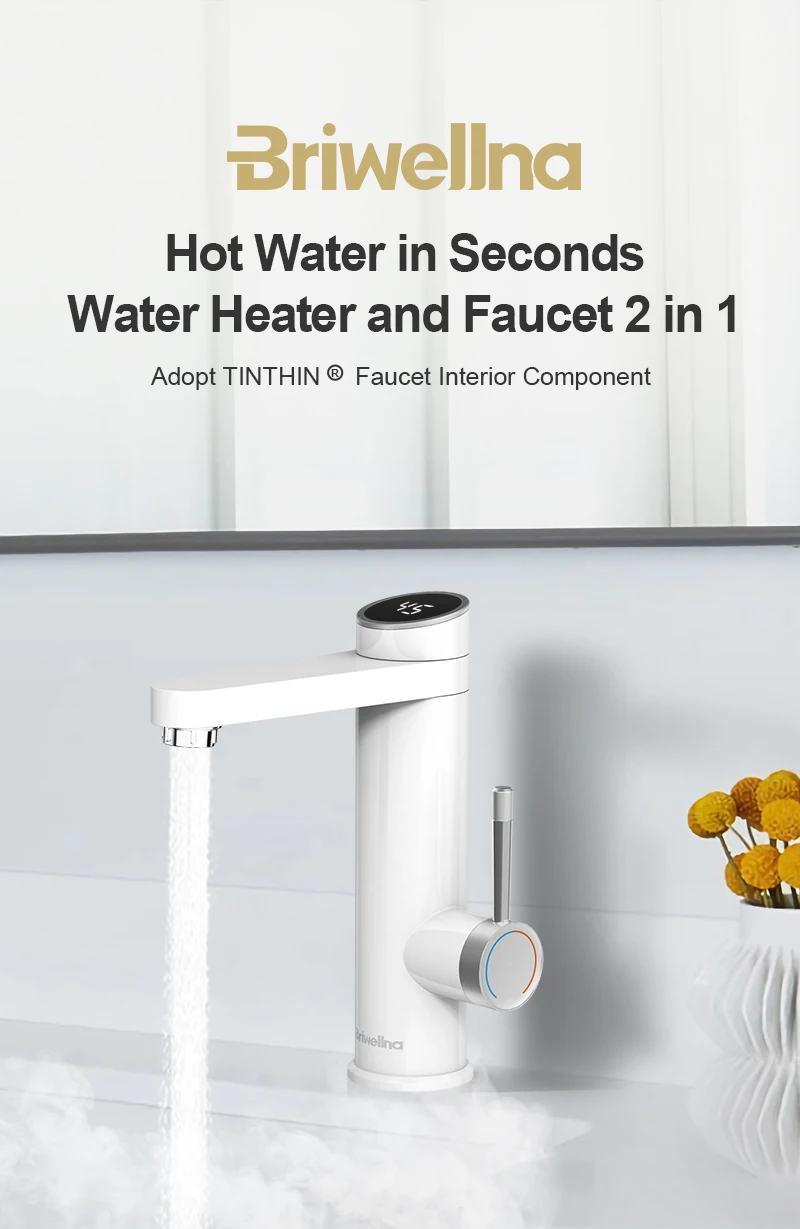 Description Picture 4 of itemBriwellna Electric Water Heater 220V Basin Faucet Heated Water Tap 120° Swivel Spout Intelligent Water Heater Mixer Geyser