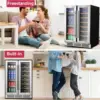 Beverage Refrigerator, Dual Zone Wine Cooler with Glass Door, Hold 88 Cans & 21 Bottles, Built in or Freestanding Under Counter 6
