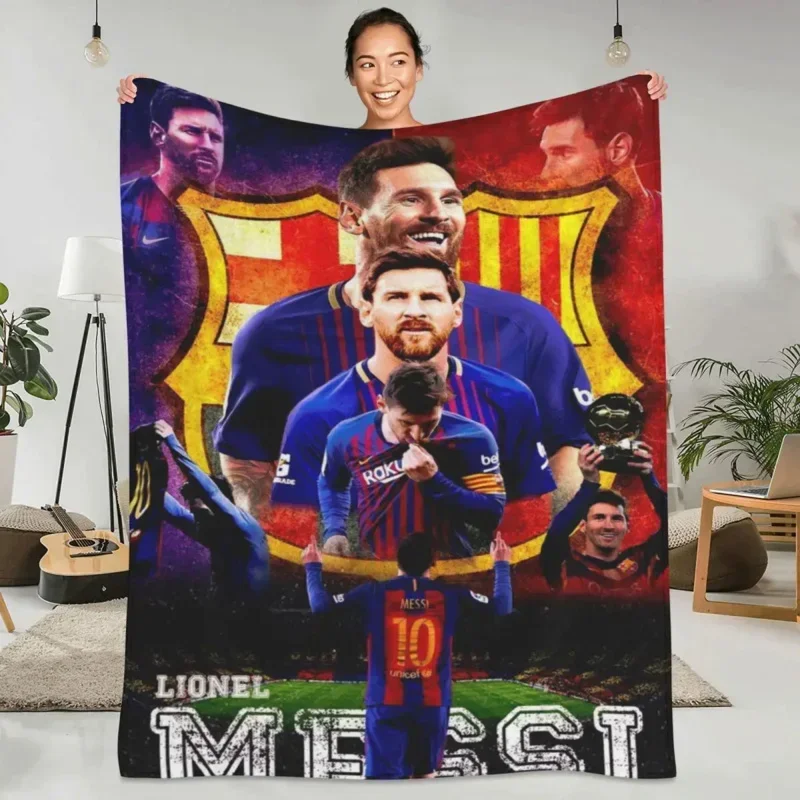 M-Messi Super Football Idol warm soft blanket win a prize travel office throw blanket winter flange bedspread cover sofa bed